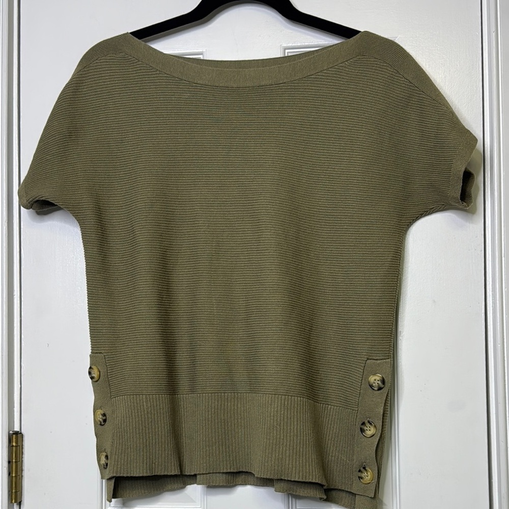 Marled Green Boxy Buttoned Blouse